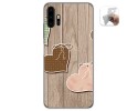Funda Gel Tpu para Umidigi F2 diseño Corazones Madera Dibujos