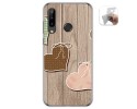 Funda Gel Tpu para Doogee N20 diseño Corazones Madera Dibujos