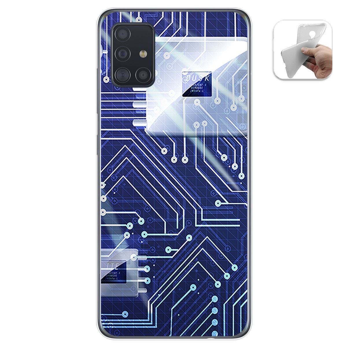 Funda Gel Tpu para Samsung Galaxy A51 diseño Circuito Dibujos