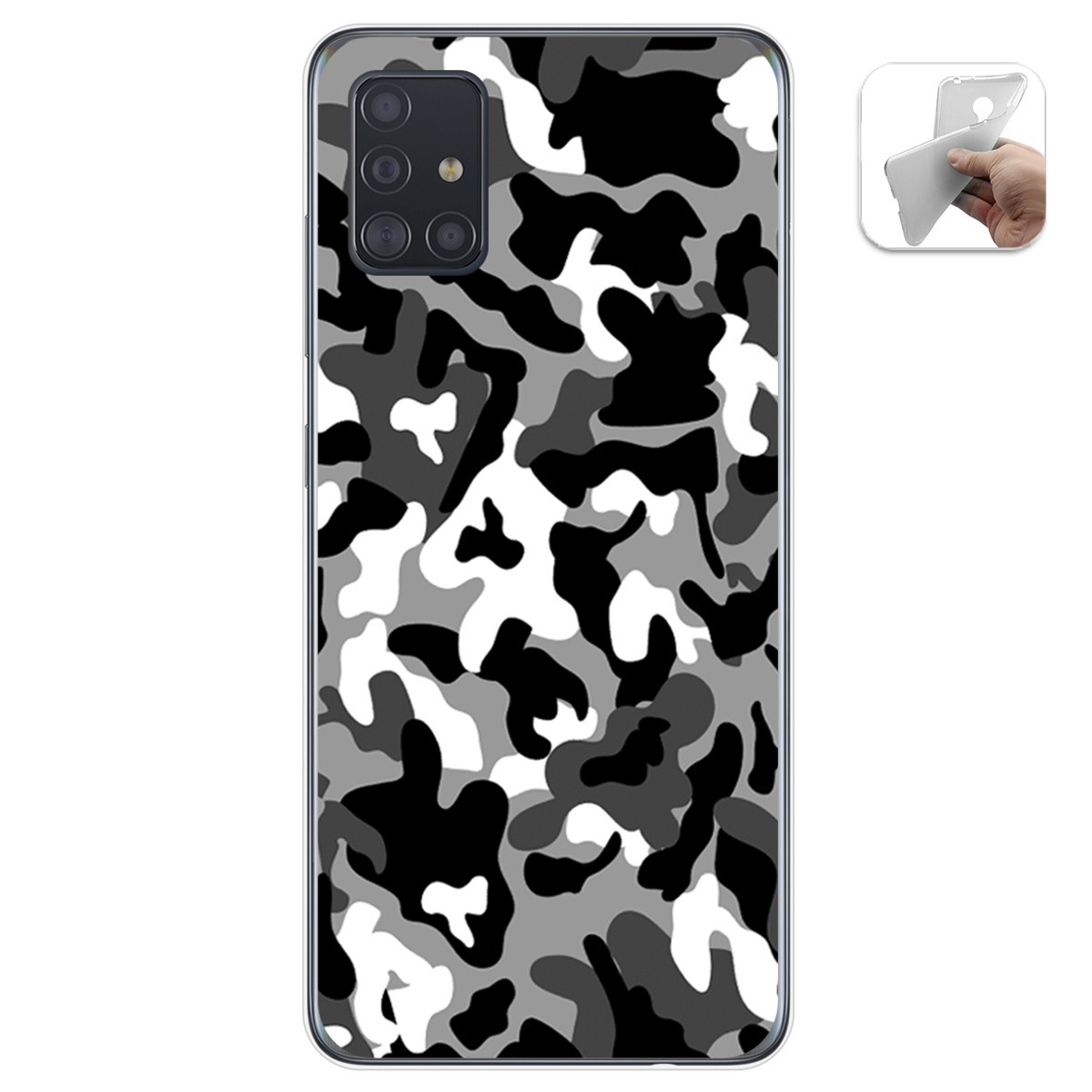 Funda Gel Tpu para Samsung Galaxy A51 diseño Snow Camuflaje Dibujos