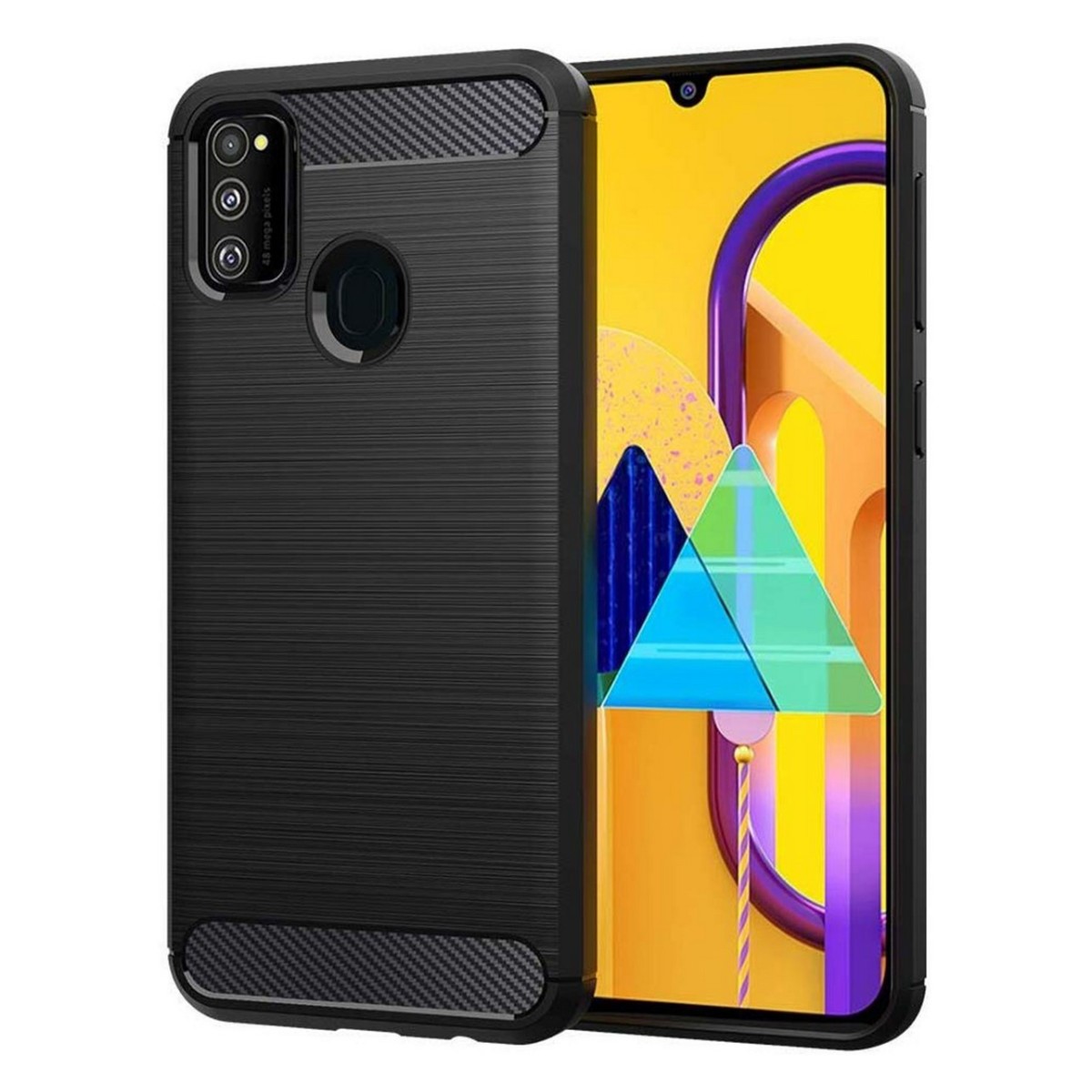 Funda Gel Tpu Tipo Carbon Negra para Samsung Galaxy M30s / M21