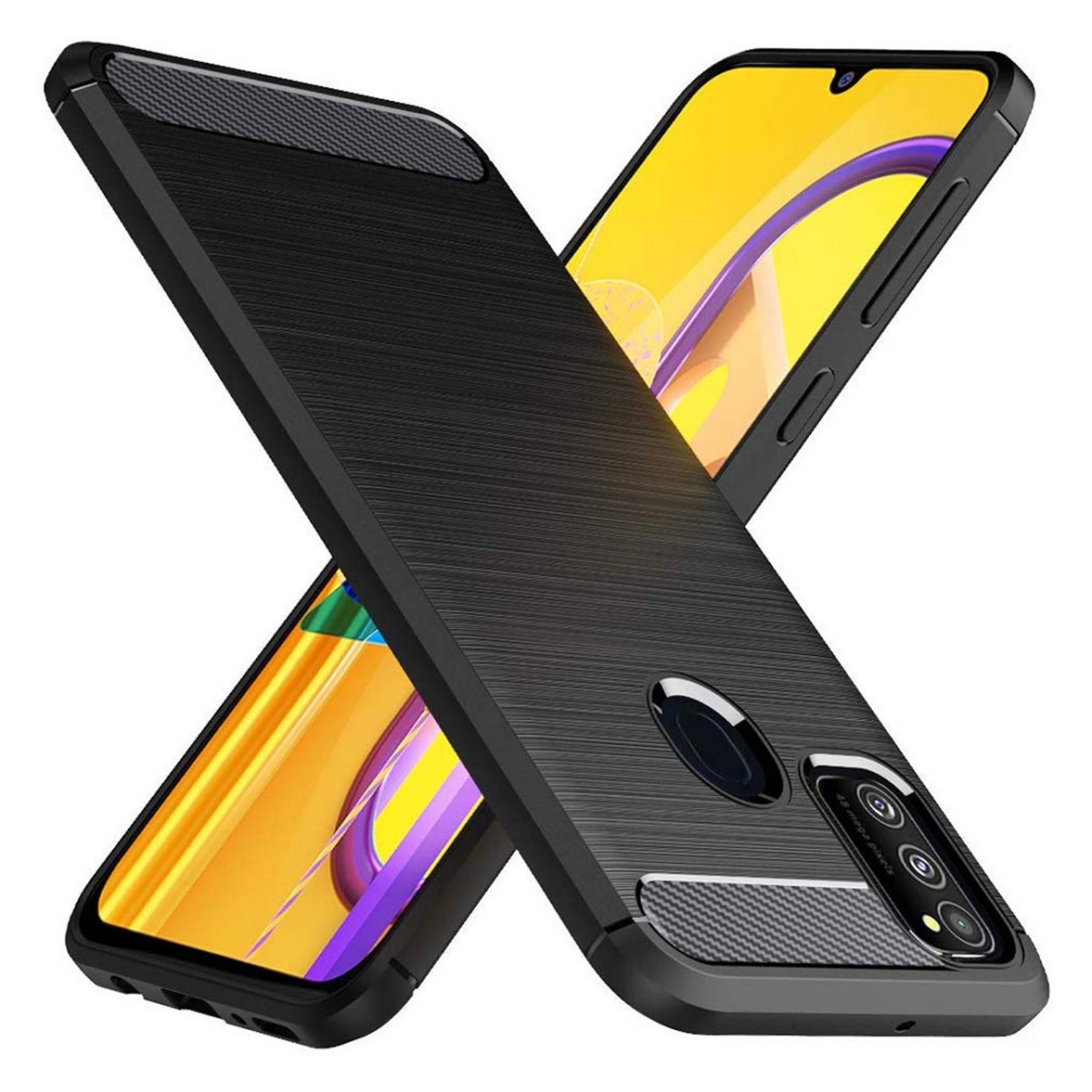 Funda Gel Tpu Tipo Carbon Negra para Samsung Galaxy M30s / M21