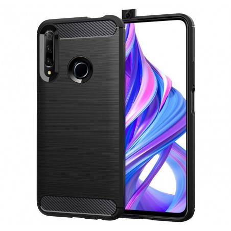 Funda Gel Tpu Tipo Carbon Negra para Huawei Honor 9X