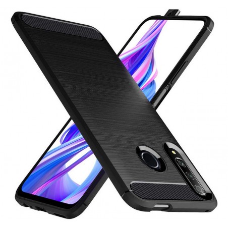 Funda Gel Tpu Tipo Carbon Negra para Huawei Honor 9X