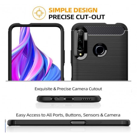 Funda Gel Tpu Tipo Carbon Negra para Huawei Honor 9X