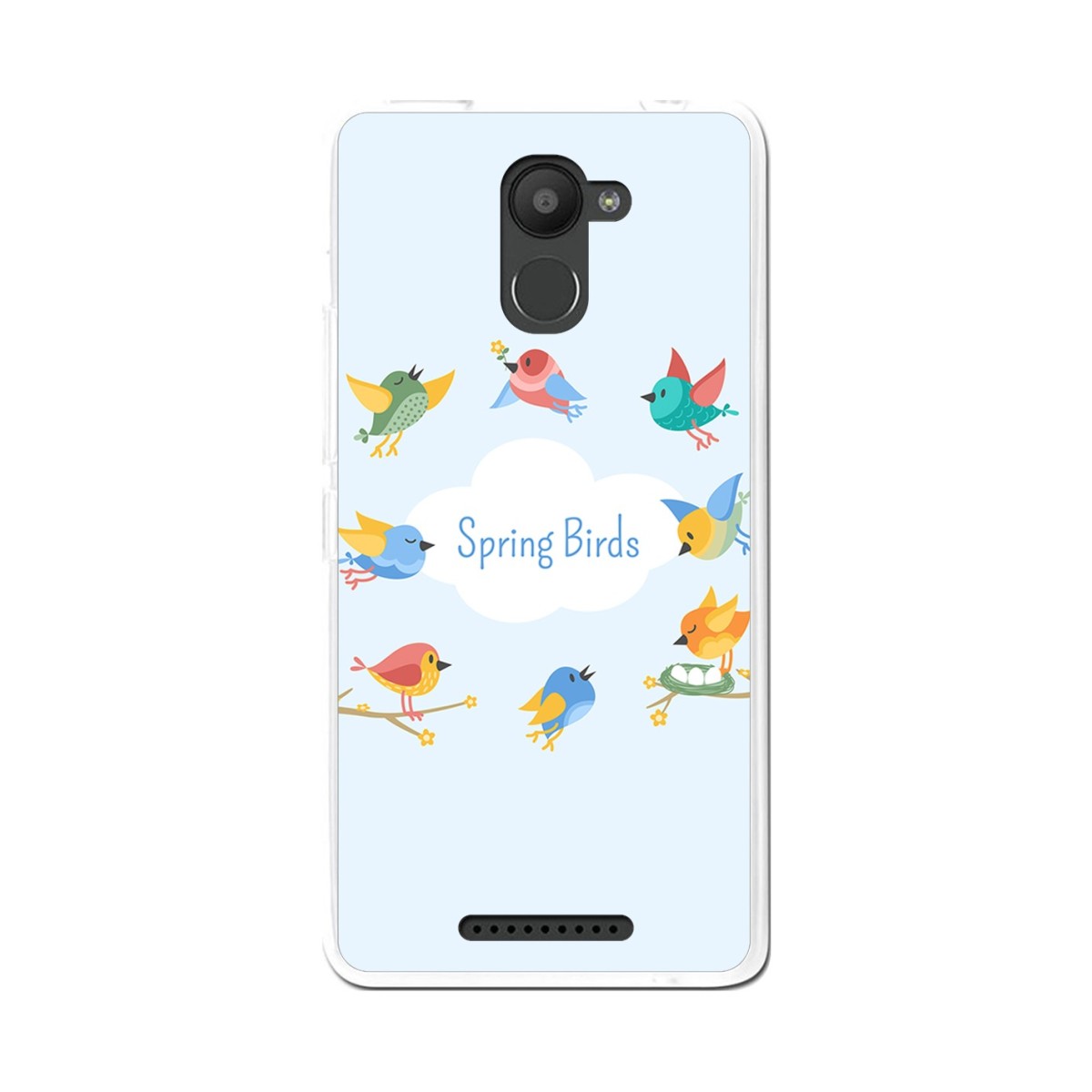 Funda Gel Tpu para Bq Aquaris U Plus Diseño Spring Birds Dibujos