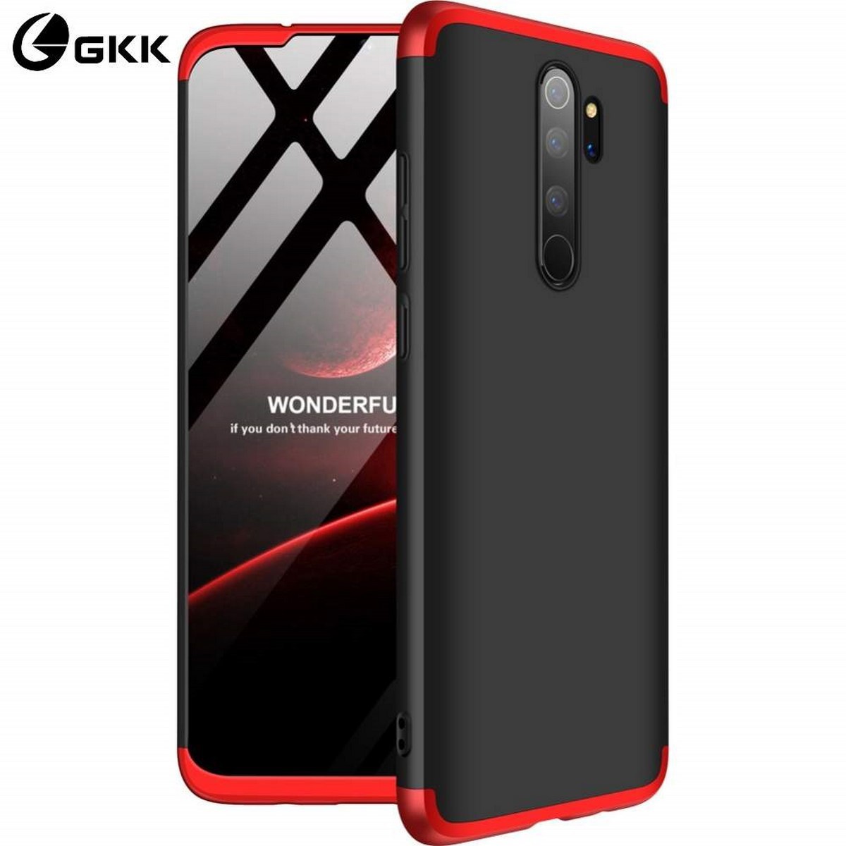 Funda Carcasa GKK 360 para Xiaomi Redmi Note 8 Pro Color Negra / Roja
