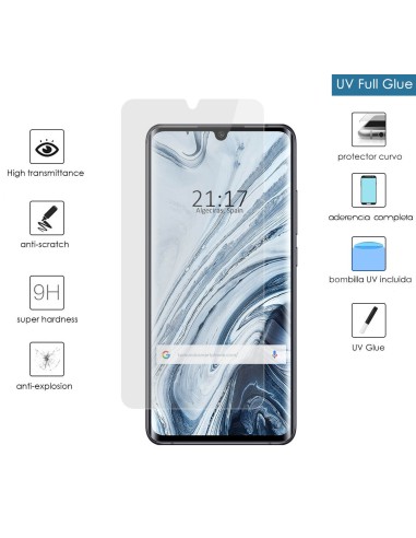 Protector Cristal Templado Completo Curvo UV Full Glue para Xiaomi Mi Note 10