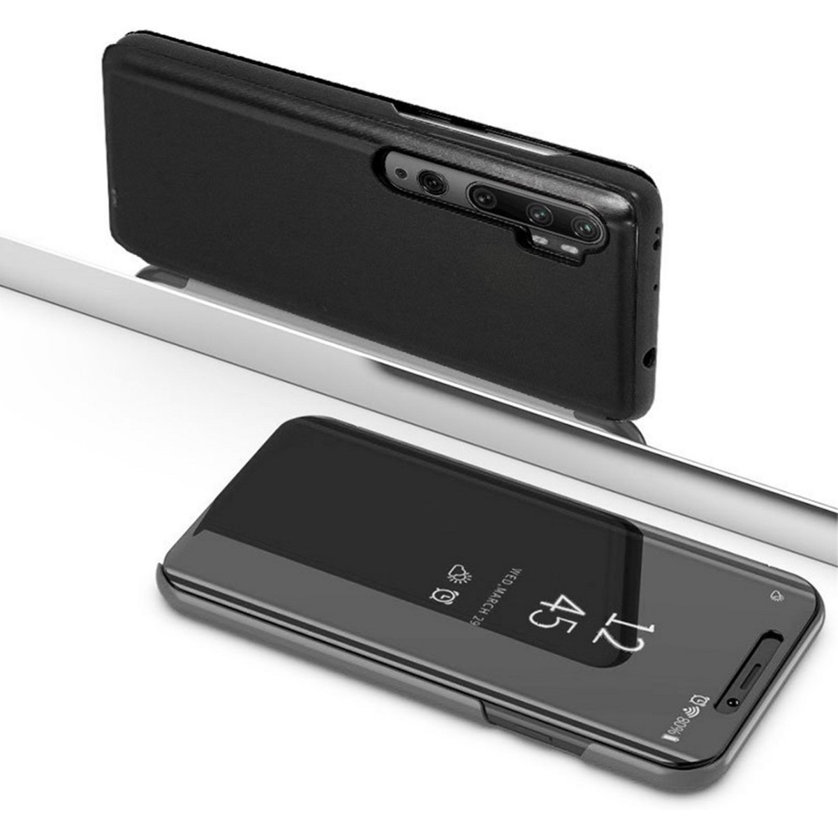 Funda Flip Cover Clear View para Xiaomi Mi Note 10 color Negra