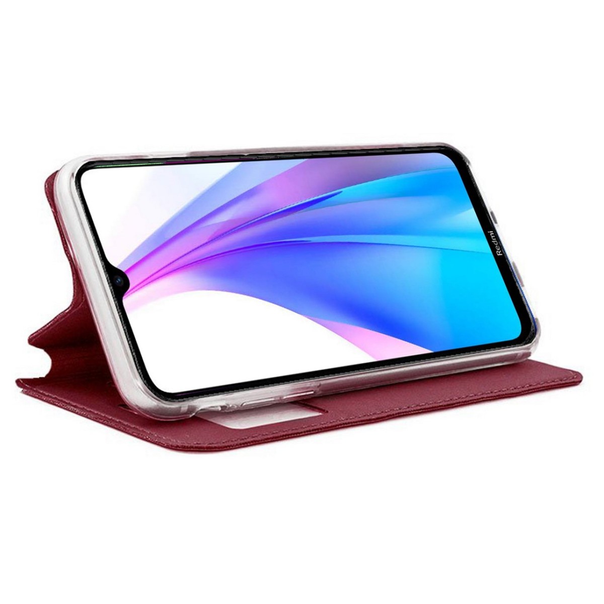 Funda Libro Soporte con Ventana para Xiaomi Redmi Note 8T Color Roja