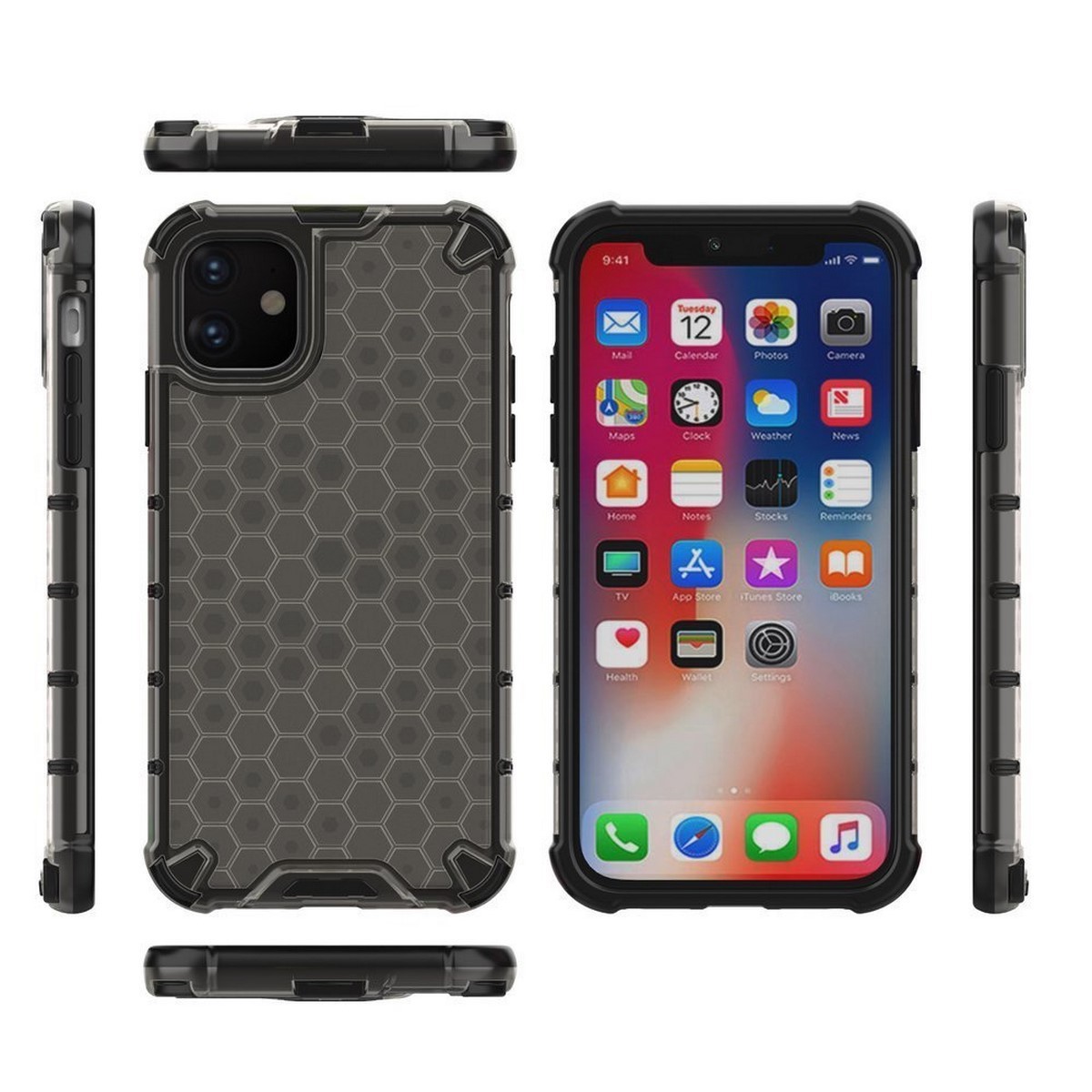 Funda Tipo Honeycomb Armor (Pc+Tpu) Gris para Iphone 11 (6.1)