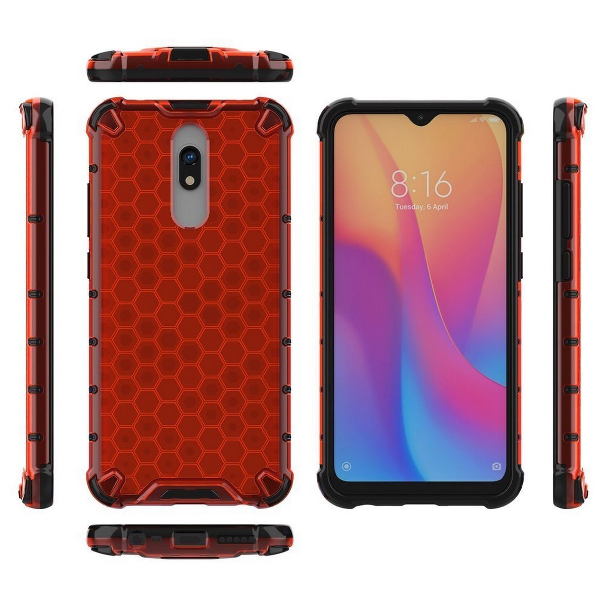 Funda Tipo Honeycomb Armor (Pc+Tpu) Roja para Xiaomi Redmi 8 / Xiaomi Redmi 8A