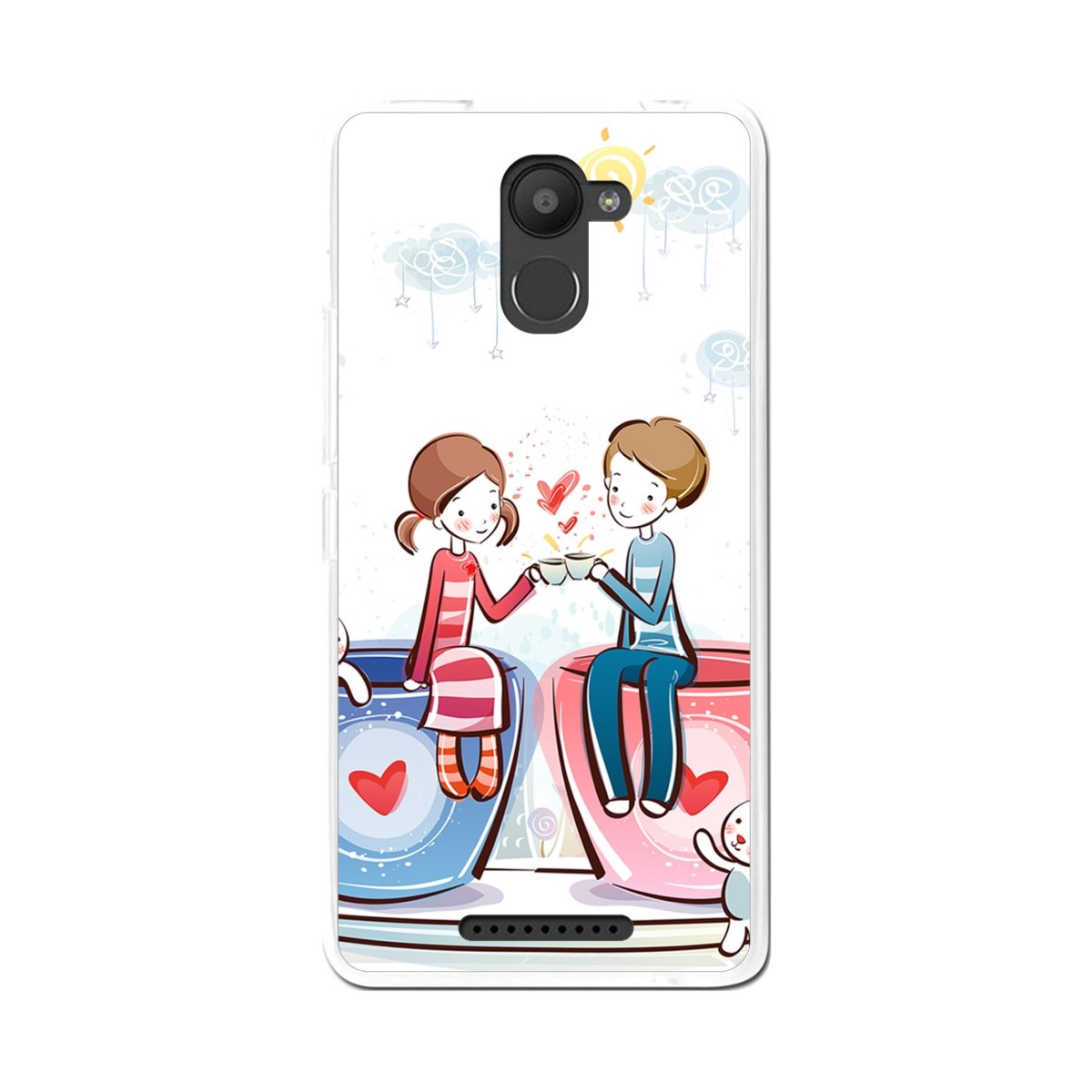 Funda Gel Tpu para Bq Aquaris U Plus Diseño Cafe Dibujos