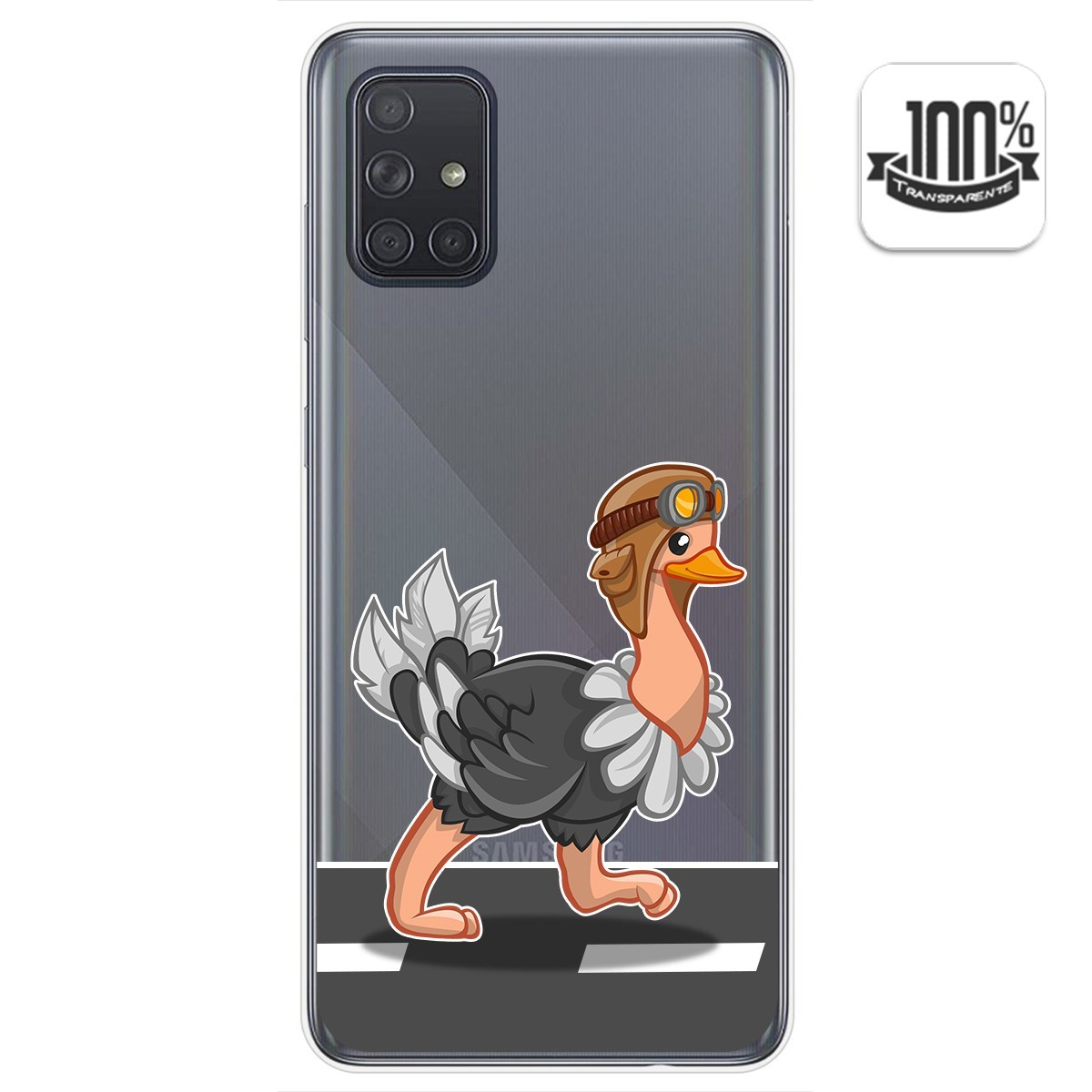 Funda Gel Transparente para Samsung Galaxy A71 diseño Avestruz Dibujos
