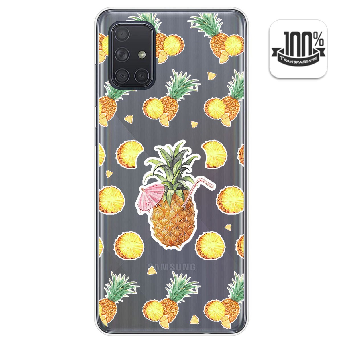 Funda Gel Transparente para Samsung Galaxy A71 diseño Piña Dibujos