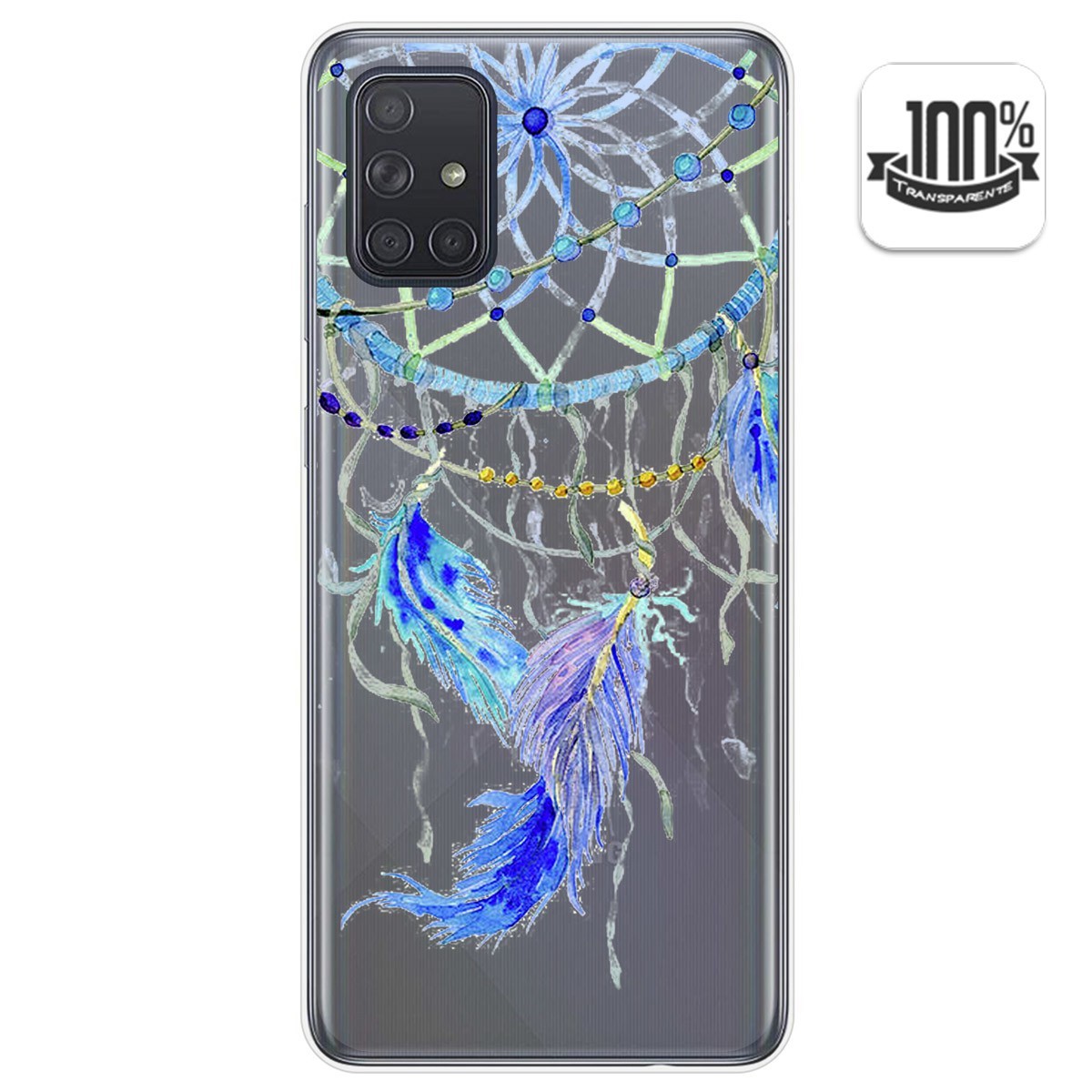 Funda Gel Transparente para Samsung Galaxy A71 diseño Plumas Dibujos