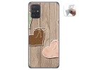 Funda Gel Tpu para Samsung Galaxy A71 diseño Corazones Madera Dibujos