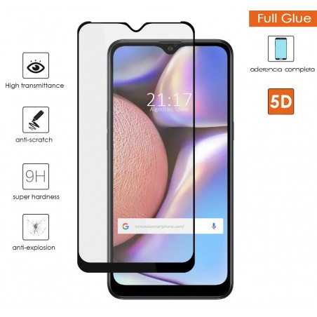 Protector Cristal Templado Completo 5D Full Glue Negro para Samsung Galaxy A10s Vidrio