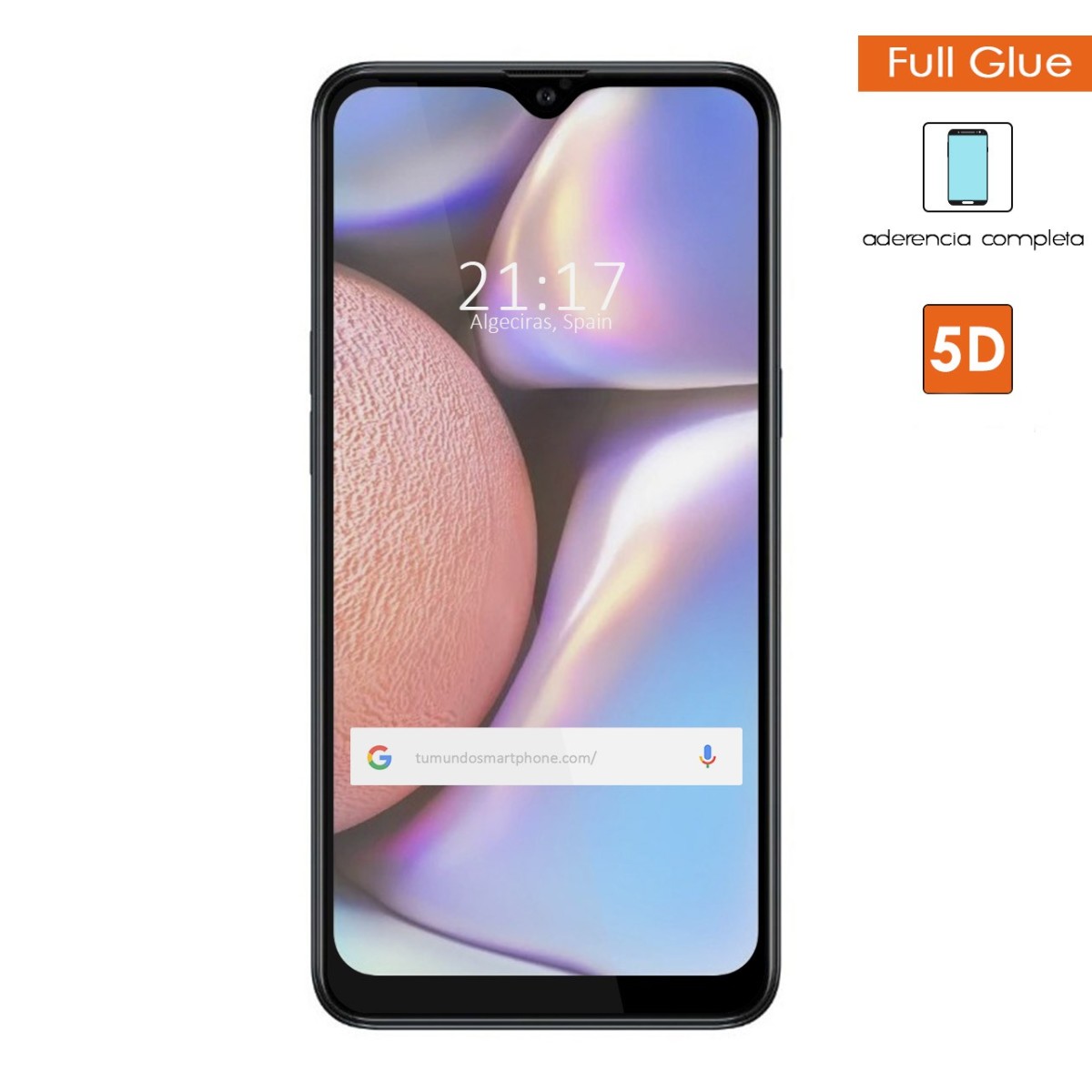 Protector Cristal Templado Completo 5D Full Glue Negro para Samsung Galaxy A10s Vidrio