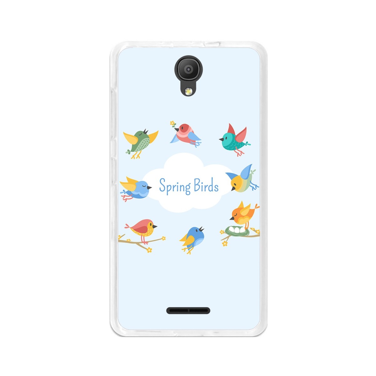 Funda Gel Tpu para Alcatel Pixi 4 (5") 3G Diseño Spring Birds Dibujos