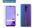 Pack 2 En 1 Funda Gel Transparente + Protector Cristal Templado para Oppo A9 2020