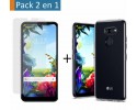 Pack 2 En 1 Funda Gel Transparente + Protector Cristal Templado para Lg K40S