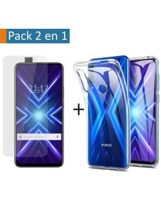 Pack 2 En 1 Funda Gel Transparente + Protector Cristal Templado para Huawei Honor 9X