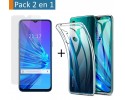 Pack 2 En 1 Funda Gel Transparente + Protector Cristal Templado para Realme 5 / 5s / 5i / 6i