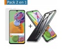 Pack 2 En 1 Funda Gel Transparente + Protector Cristal Templado para Samsung Galaxy A90 5G