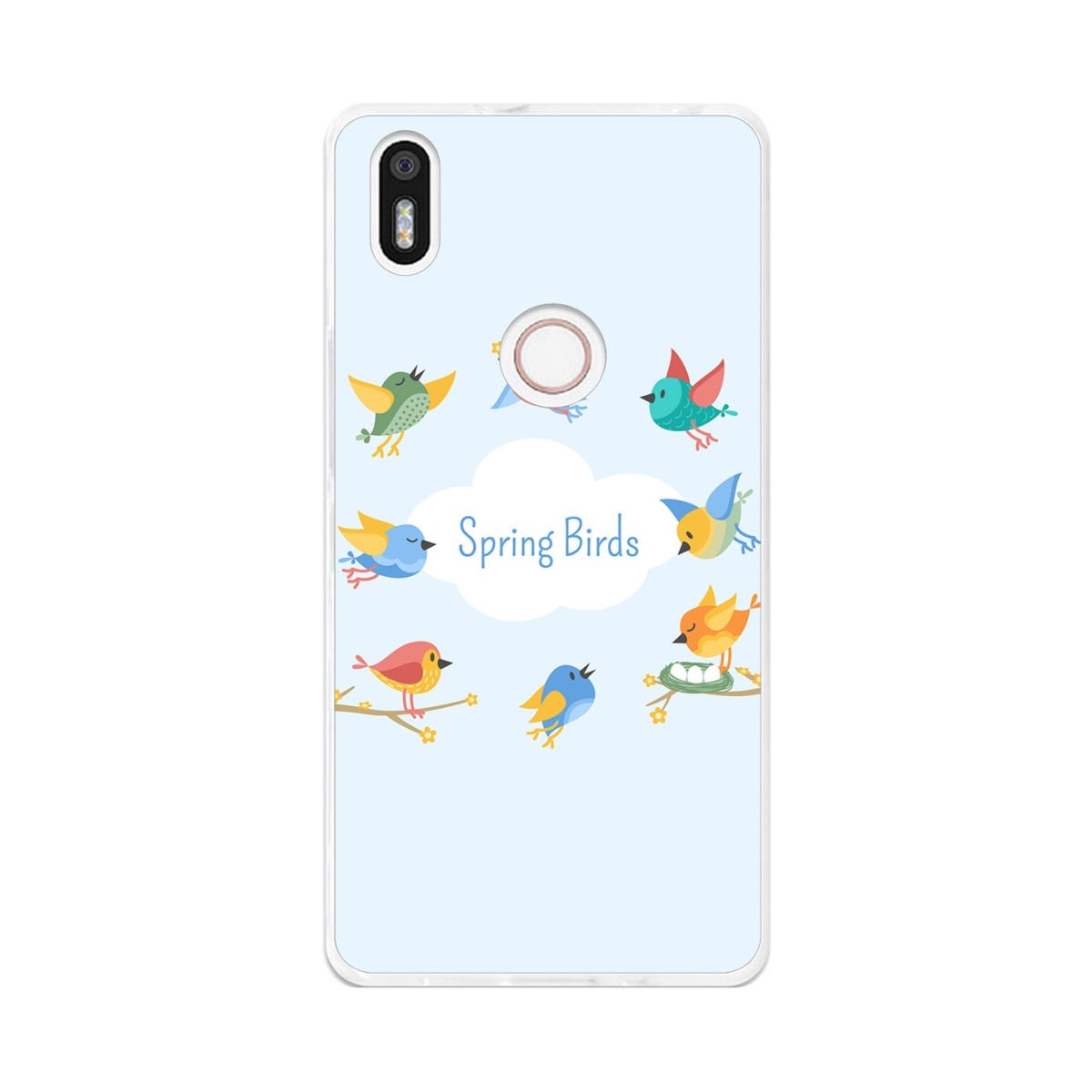 Funda Gel Tpu para Bq Aquaris X5 Plus Diseño Spring Birds Dibujos