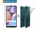 Pack 2 En 1 Funda Gel Transparente + Protector Cristal Templado para Samsung Galaxy A10s