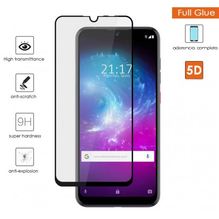 Protector Cristal Templado Completo 5D Full Glue Negro para Zte Blade A7 2020 Vidrio