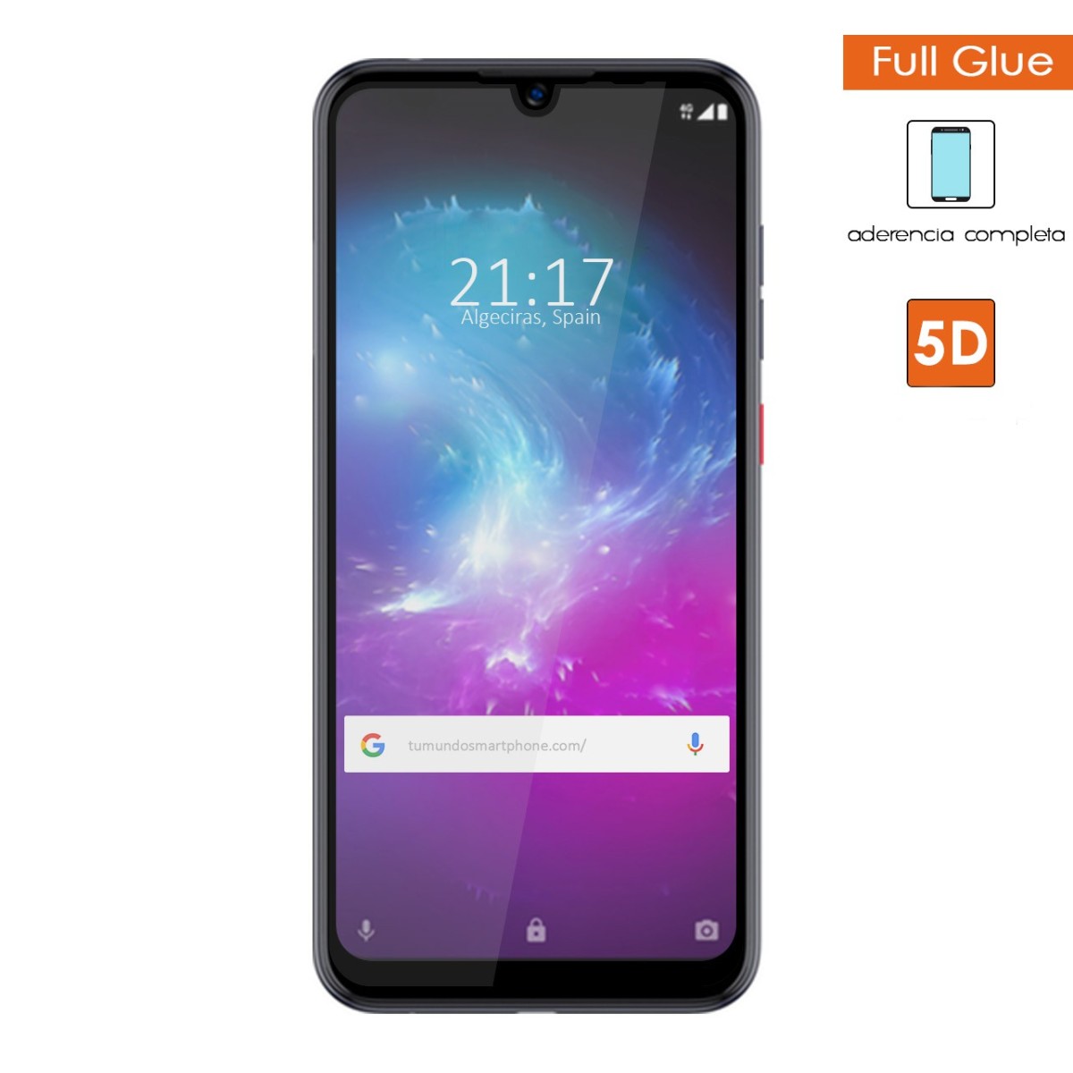 Protector Cristal Templado Completo 5D Full Glue Negro para Zte Blade A7 2020 Vidrio