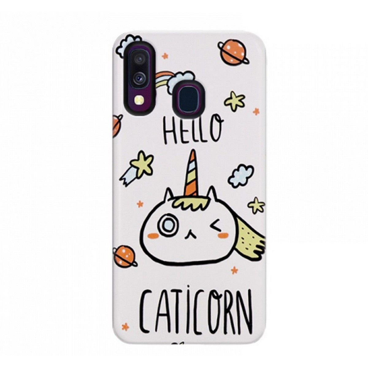 Funda Gel 2 Piezas con Impresión en Relieve Unicornio para Samsung Galaxy A40