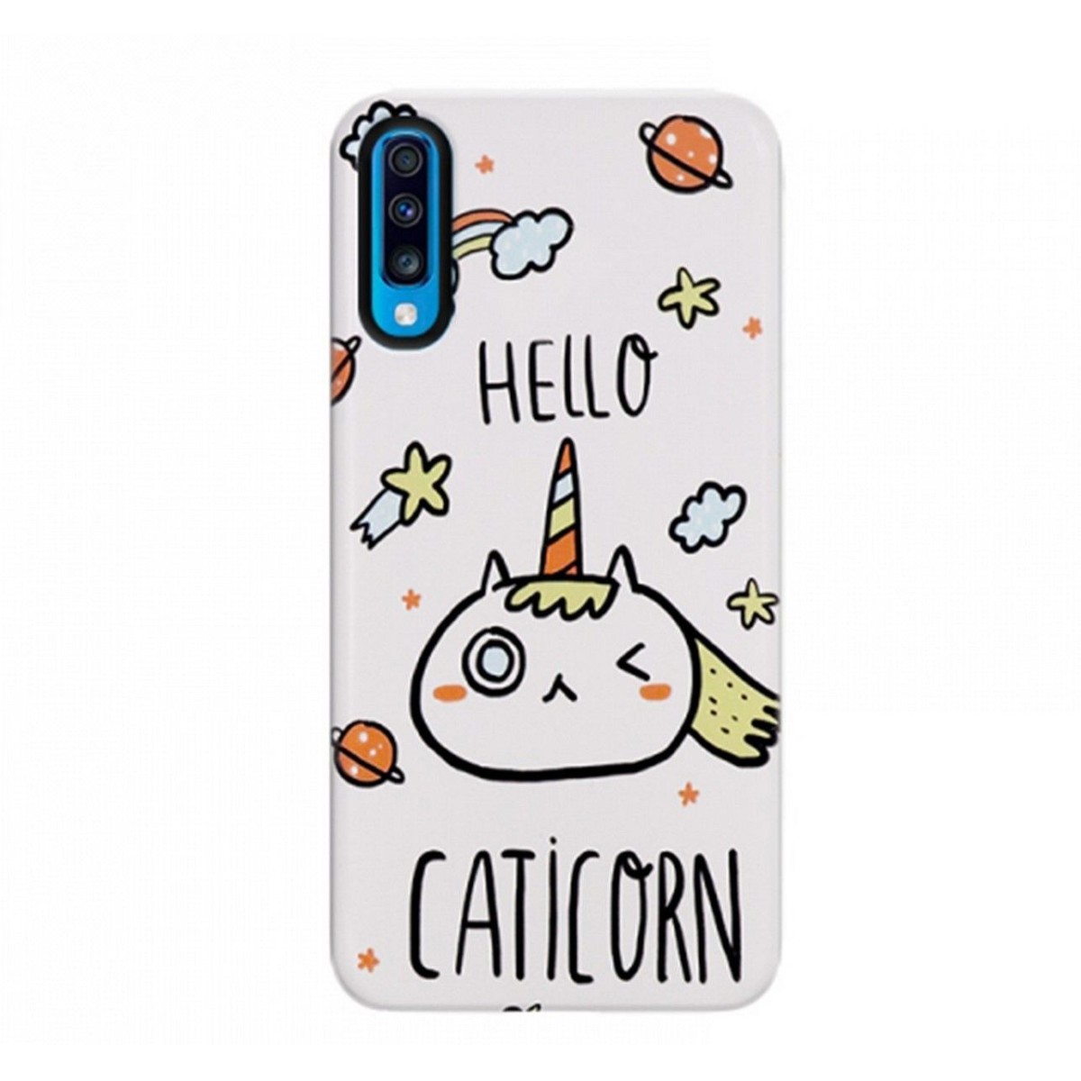 Funda Gel 2 Piezas con Impresión en Relieve Unicornio para Samsung Galaxy A70