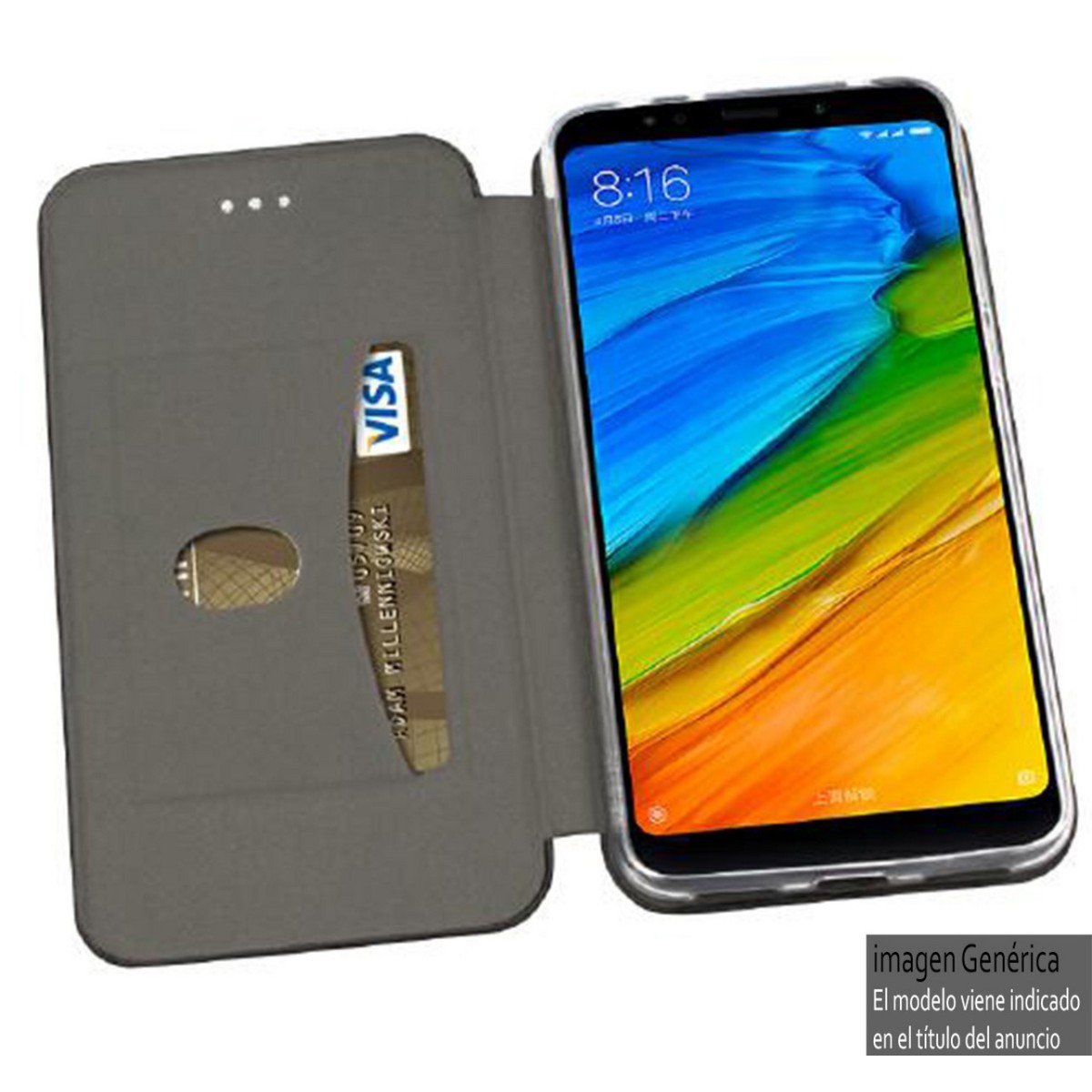 Funda Libro Soporte Magnética Elegance Negra para Lg K50S