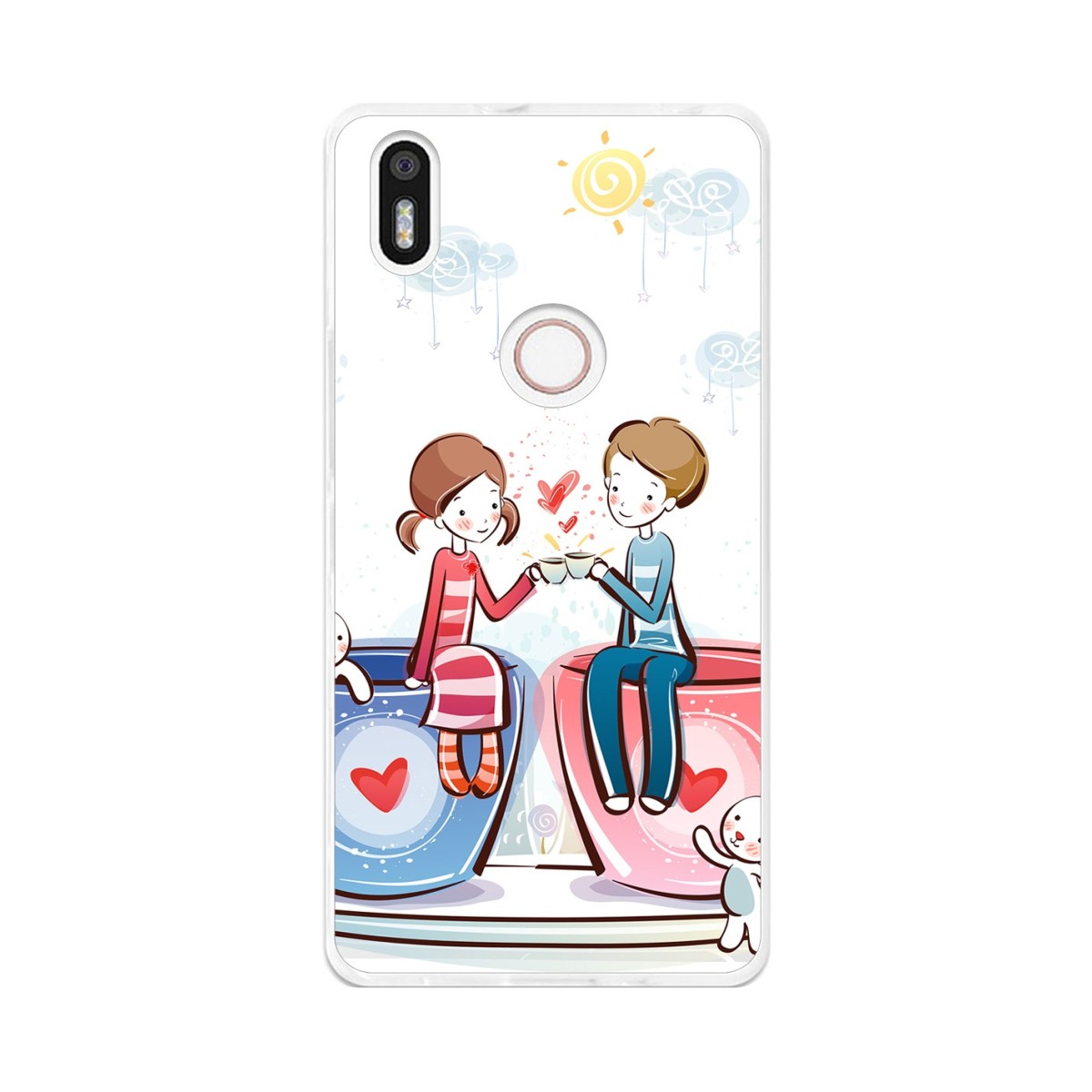 Funda Gel Tpu para Bq Aquaris X5 Plus Diseño Cafe Dibujos