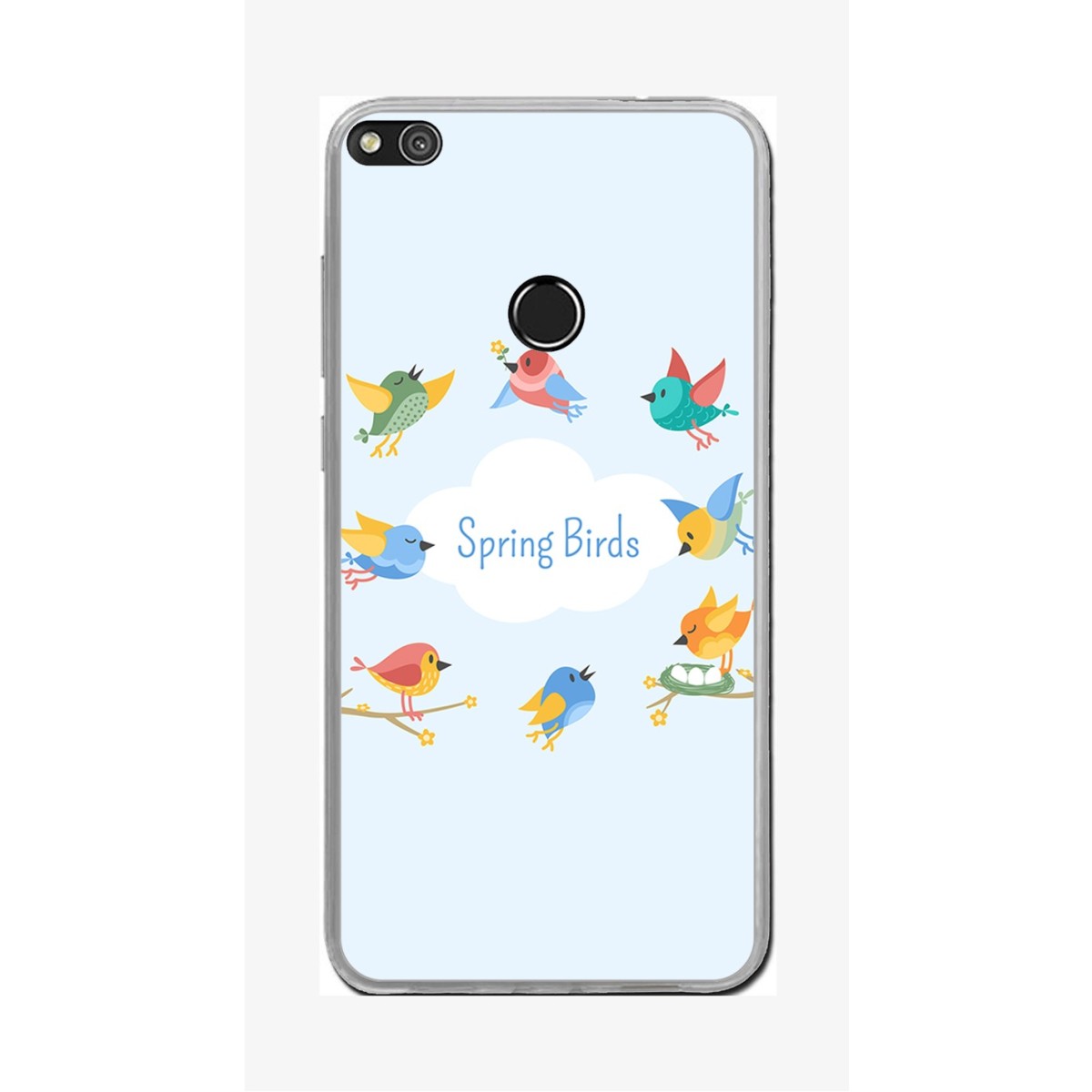 Funda Gel Tpu para Huawei P8 Lite 2017 Diseño Spring Birds Dibujos