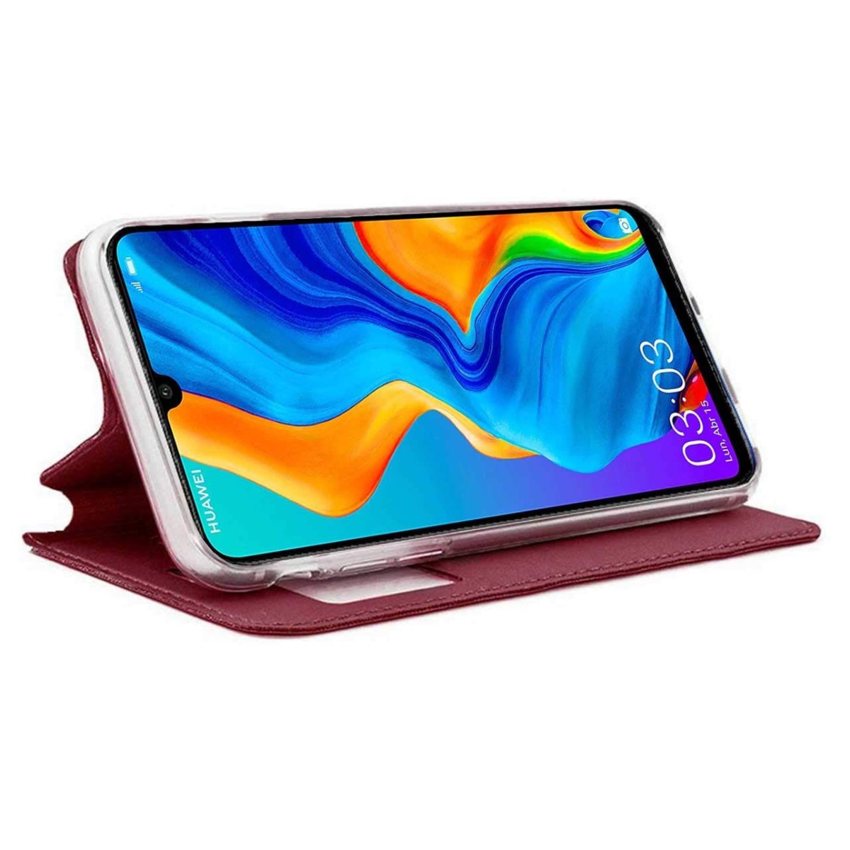 Funda Libro Soporte con Ventana para Huawei P30 Lite Color Roja
