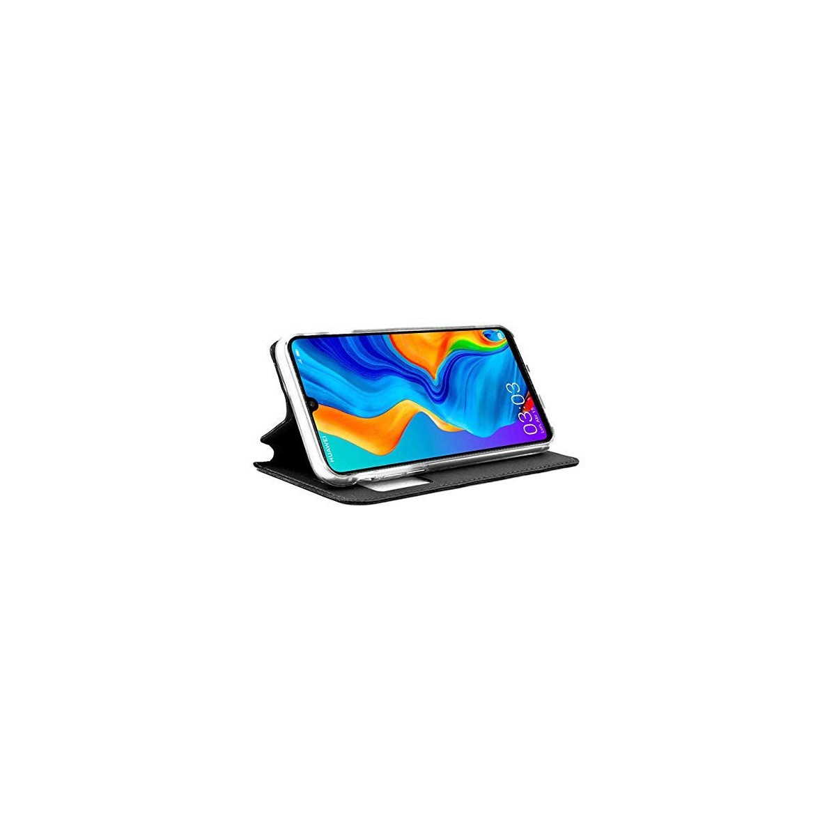 Funda Libro Soporte con Ventana para Huawei P30 Lite Color Negra