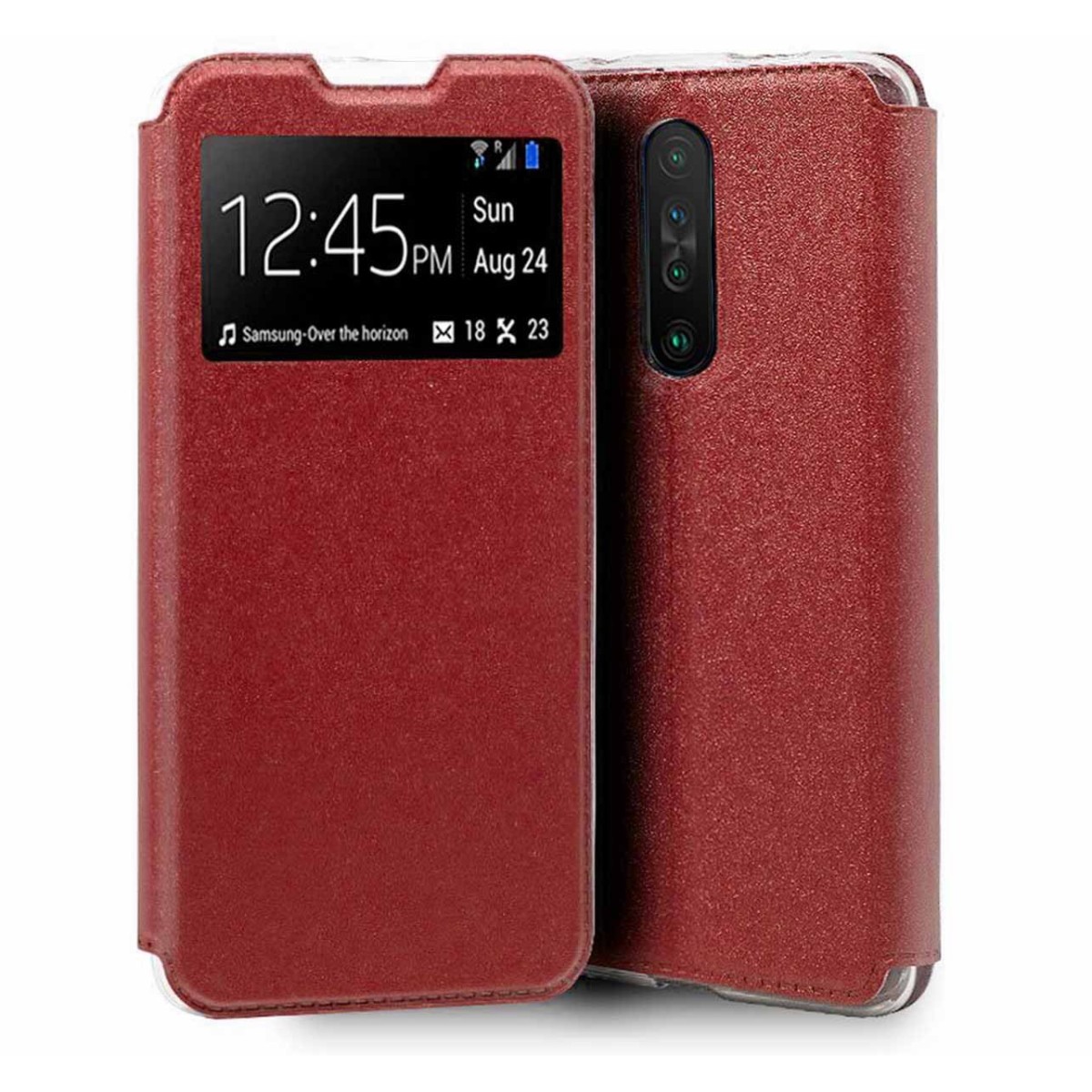 Funda Libro Soporte con Ventana para Xiaomi Pocophone POCO X2 Color Roja
