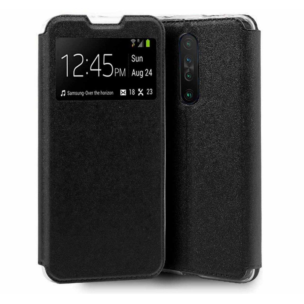 Funda Libro Soporte con Ventana para Xiaomi Pocophone POCO X2 Color Negra