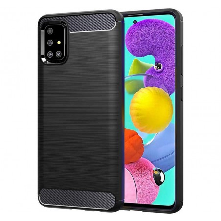 Funda Gel Tpu Tipo Carbon Negra para Samsung Galaxy A51