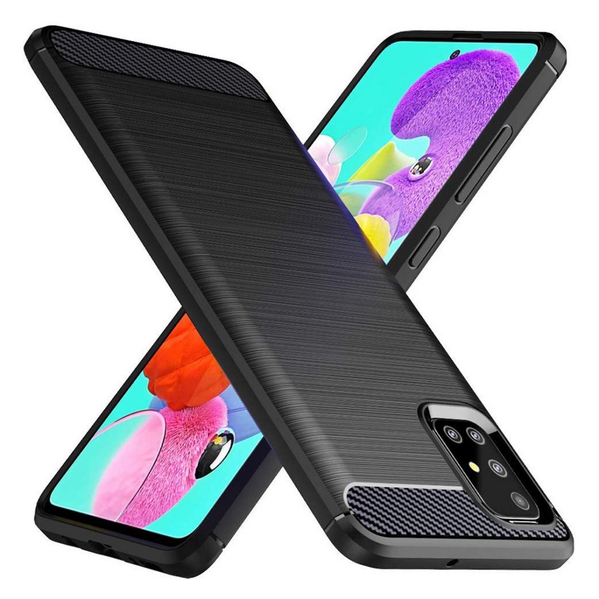 Funda Gel Tpu Tipo Carbon Negra para Samsung Galaxy A51