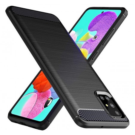 Funda Gel Tpu Tipo Carbon Negra para Samsung Galaxy A51
