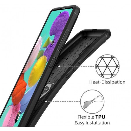 Funda Gel Tpu Tipo Carbon Negra para Samsung Galaxy A51