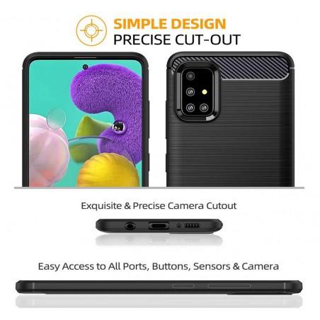 Funda Gel Tpu Tipo Carbon Negra para Samsung Galaxy A51
