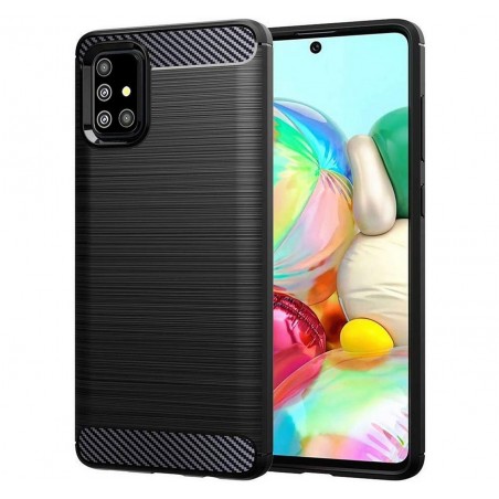 Funda Gel Tpu Tipo Carbon Negra para Samsung Galaxy A71