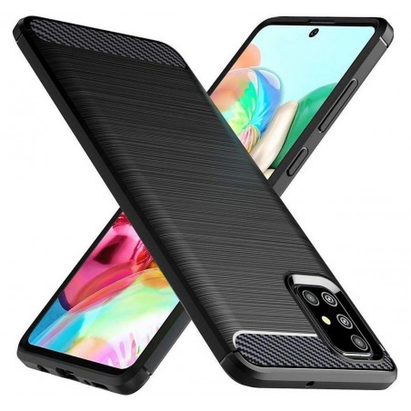 Funda Gel Tpu Tipo Carbon Negra para Samsung Galaxy A71