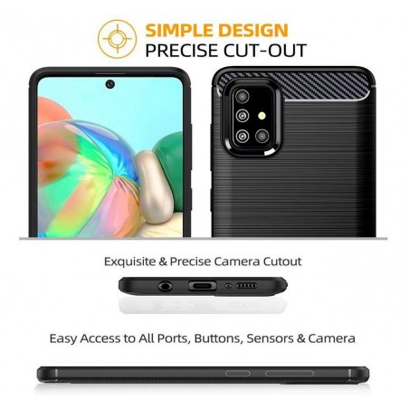 Funda Gel Tpu Tipo Carbon Negra para Samsung Galaxy A71